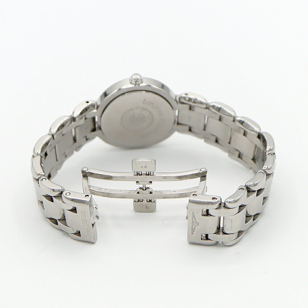 電池交換済 LONGINES ロンジン プリマルナ ダイヤベゼル L8.110.0 ダイヤモンド 11Pダイヤ デイト 白 ホワイトシェル SS ステンレス レディース クォーツ【6ヶ月保証】【腕時計】【中古】