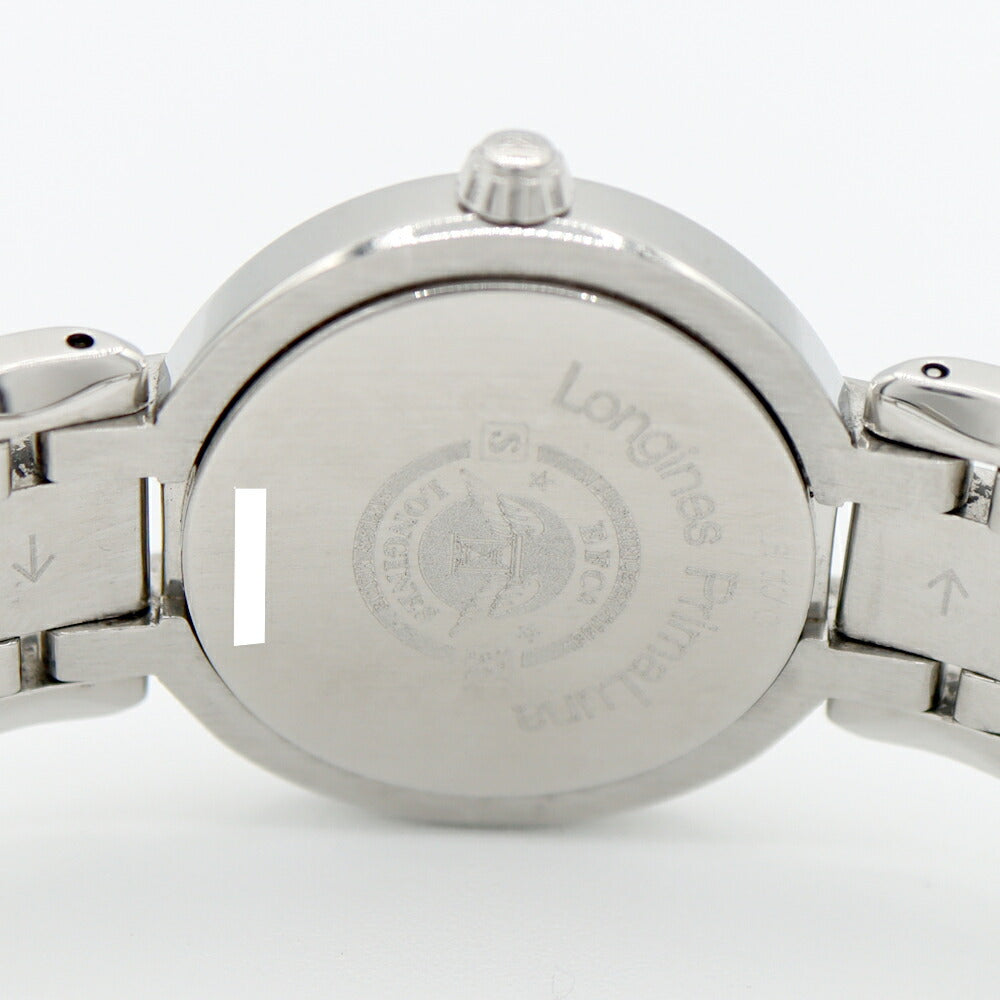電池交換済 LONGINES ロンジン プリマルナ ダイヤベゼル L8.110.0 ダイヤモンド 11Pダイヤ デイト 白 ホワイトシェル SS ステンレス レディース クォーツ【6ヶ月保証】【腕時計】【中古】
