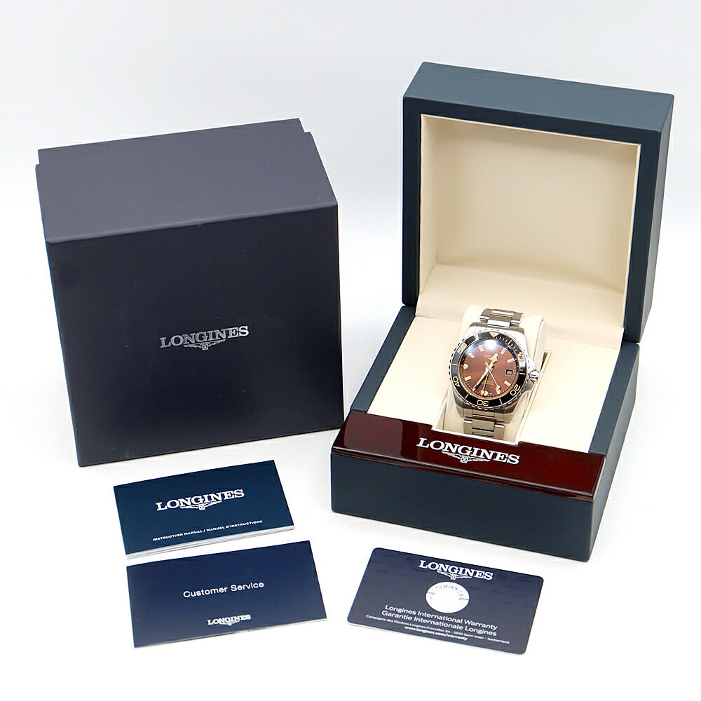 LONGINES Hydro Conquest GMT L3.790.4 Date 300m Water Resistant Brown SS Stainless Steel CE Ceramic Men's Automatic Winding [6 Month Warranty] [Watch] [Used]