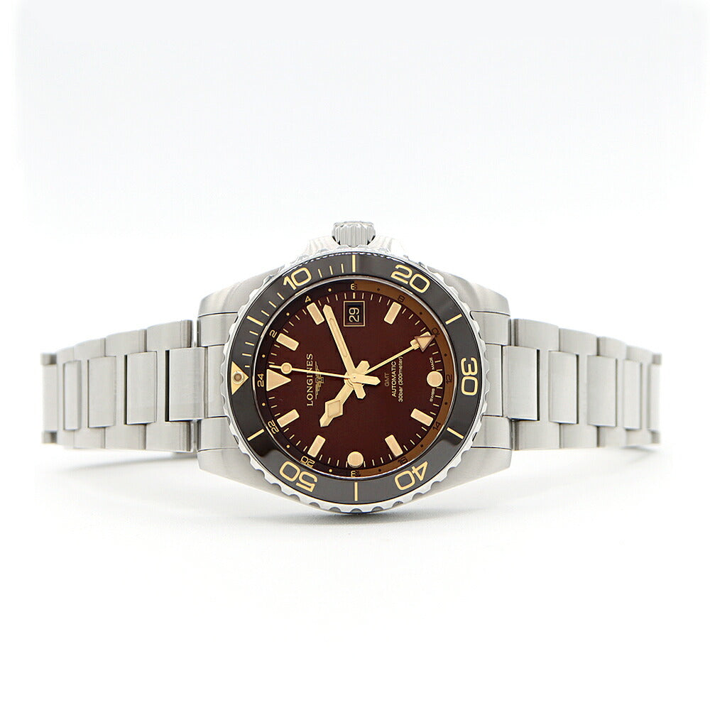LONGINES Hydro Conquest GMT L3.790.4 Date 300m Water Resistant Brown SS Stainless Steel CE Ceramic Men's Automatic Winding [6 Month Warranty] [Watch] [Used]