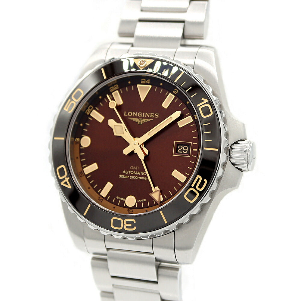 LONGINES Hydro Conquest GMT L3.790.4 Date 300m Water Resistant Brown SS Stainless Steel CE Ceramic Men's Automatic Winding [6 Month Warranty] [Watch] [Used]