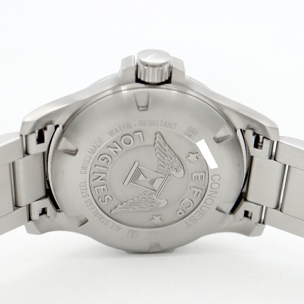 LONGINES ロンジン コンクエスト V.H.P GMT パーペチュアルカレンダー L3.718.4.56.6 デイト 50m防水 黒 ブラック SS ステンレス メンズ クォーツ【1ヶ月保証】【腕時計】【中古】