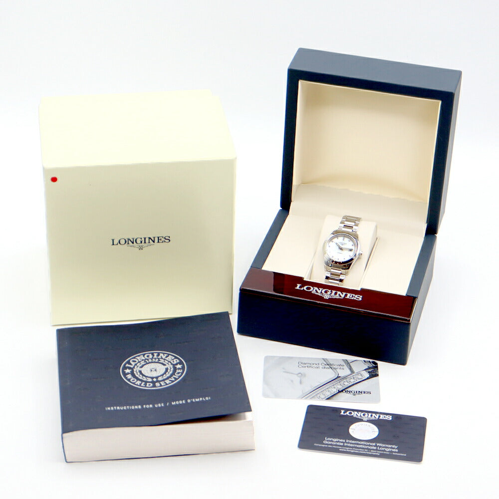LONGINES Conquest Classic L2.285.4 Genuine Diamond 12P Diamond Date Back Skelton White White Shell SS Stainless Steel Ladies Automatic Winding [6 Month Warranty] [Watch] [Used]