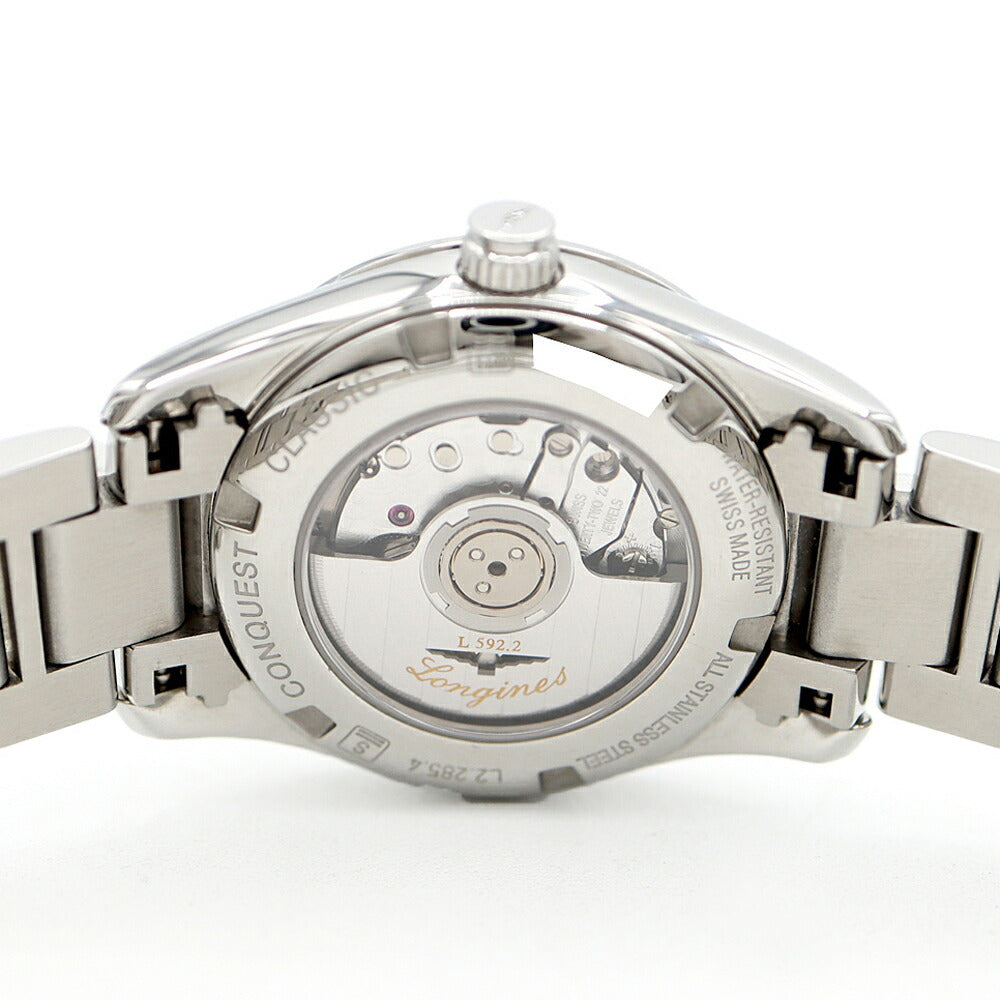 LONGINES Conquest Classic L2.285.4 Genuine Diamond 12P Diamond Date Back Skelton White White Shell SS Stainless Steel Ladies Automatic Winding [6 Month Warranty] [Watch] [Used]