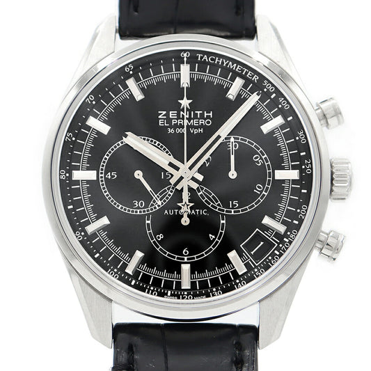 ZENITH El Primero 36000VPH Classic 03.2080.400 Chronograph Date Black SS Stainless Steel Genuine Belt Genuine Buckle Men's Automatic Winding [6 Month Warranty] [Watch] [Used]