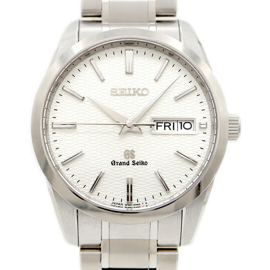 Battery replaced SEIKO GS Grand Seiko 9F83-0AF0 Day Date 100m Water Resistant Silver Ti Titanium Men's Quartz [6 Month Warranty] [Watch] [Used]