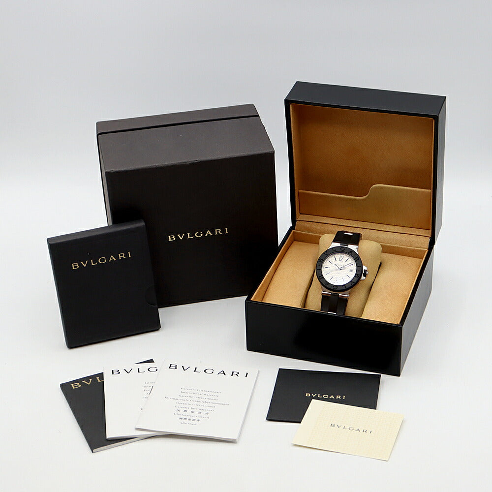 BVLGARI ブルガリ ディアゴノ DG40SV デイト シルバー SS ステンレス 純正ラバーベルト 純正尾錠 メンズ 自動巻き【6ヶ月保証】【腕時計】【中古】
