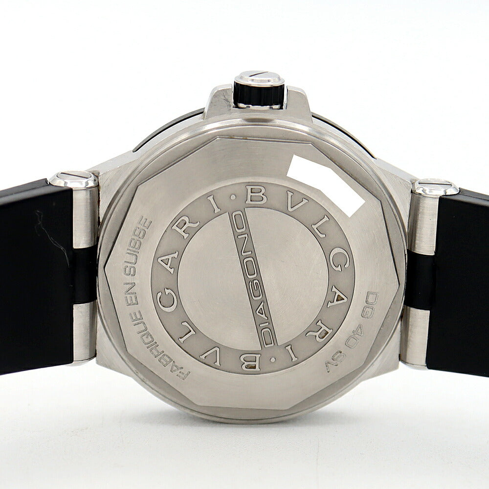 BVLGARI ブルガリ ディアゴノ DG40SV デイト シルバー SS ステンレス 純正ラバーベルト 純正尾錠 メンズ 自動巻き【6ヶ月保証】【腕時計】【中古】