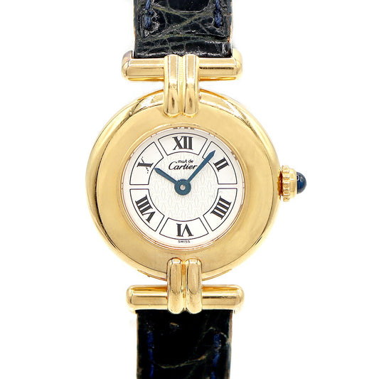 Battery replaced Cartier Must Colize Vermeil W1009954 White YGP Yellow Gold Genuine Belt Genuine Buckle Ladies Quartz [6 Month Warranty] [Watch] [Used]