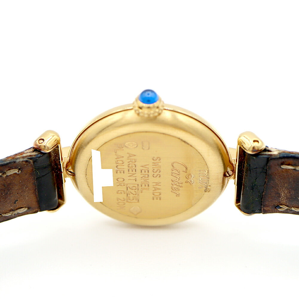 Battery replaced Cartier Must Colize Vermeil W1009954 White YGP Yellow Gold Genuine Belt Genuine Buckle Ladies Quartz [6 Month Warranty] [Watch] [Used]