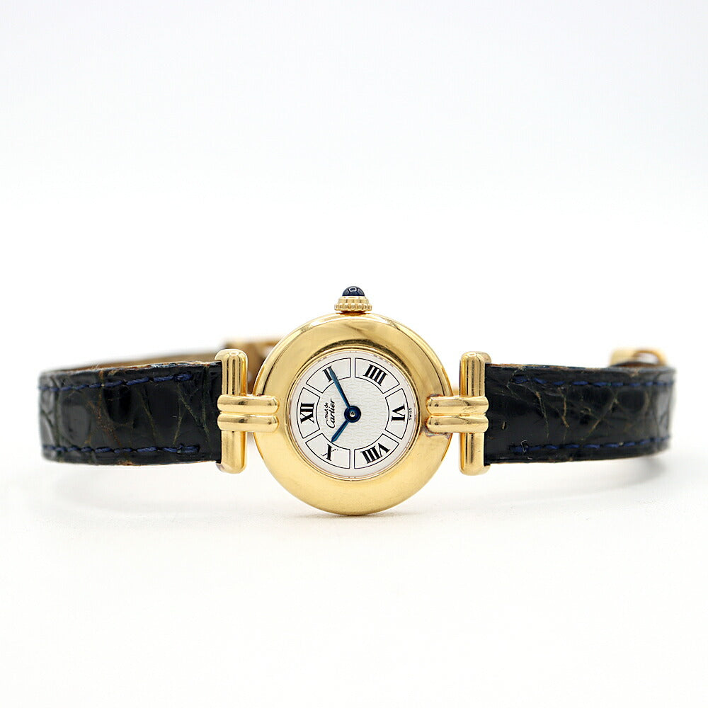 Battery replaced Cartier Must Colize Vermeil W1009954 White YGP Yellow Gold Genuine Belt Genuine Buckle Ladies Quartz [6 Month Warranty] [Watch] [Used]