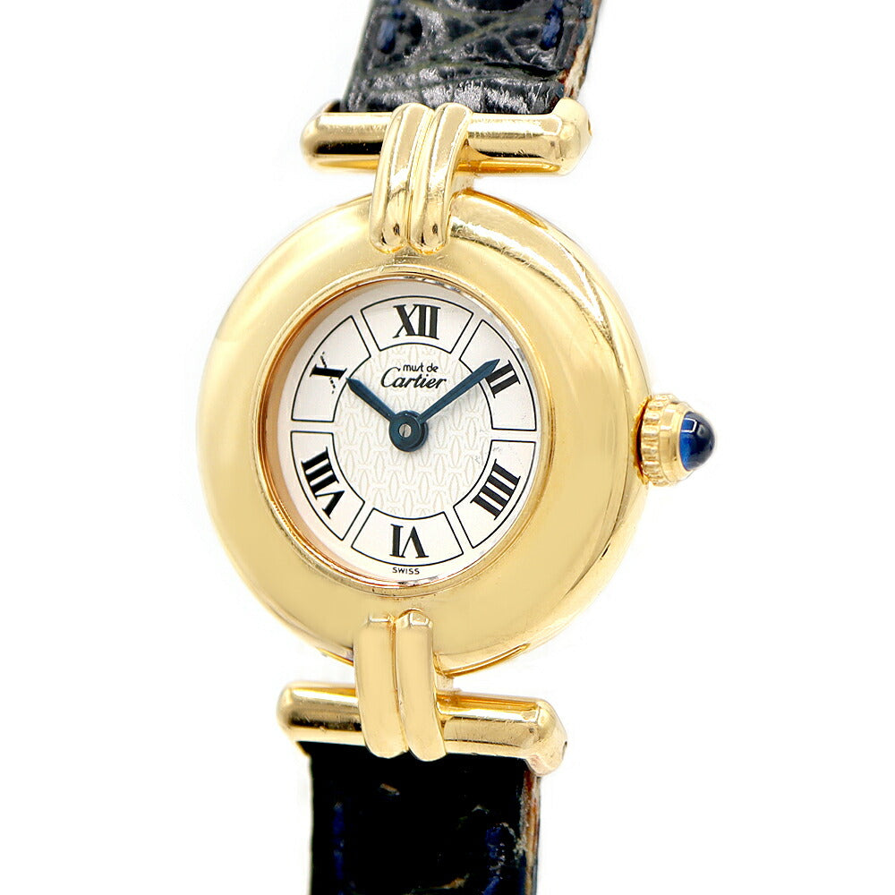 Battery replaced Cartier Must Colize Vermeil W1009954 White YGP Yellow Gold Genuine Belt Genuine Buckle Ladies Quartz [6 Month Warranty] [Watch] [Used]