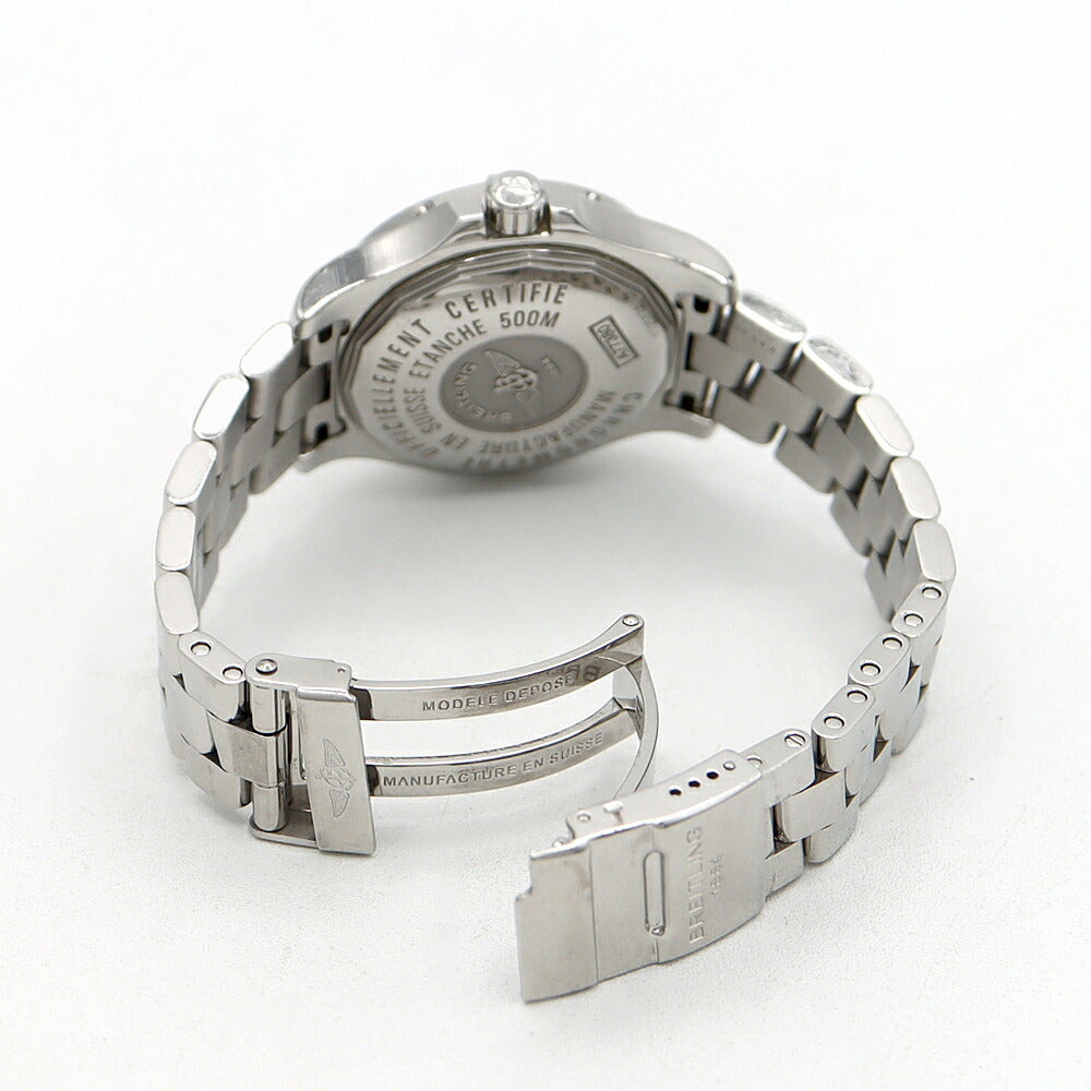 Battery replaced BREITLING Colt Ocean A77380 Date 500m waterproof black SS stainless steel ladies quartz [6 months warranty] [watch] [used]