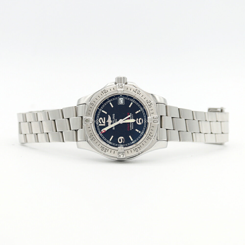 Battery replaced BREITLING Colt Ocean A77380 Date 500m waterproof black SS stainless steel ladies quartz [6 months warranty] [watch] [used]