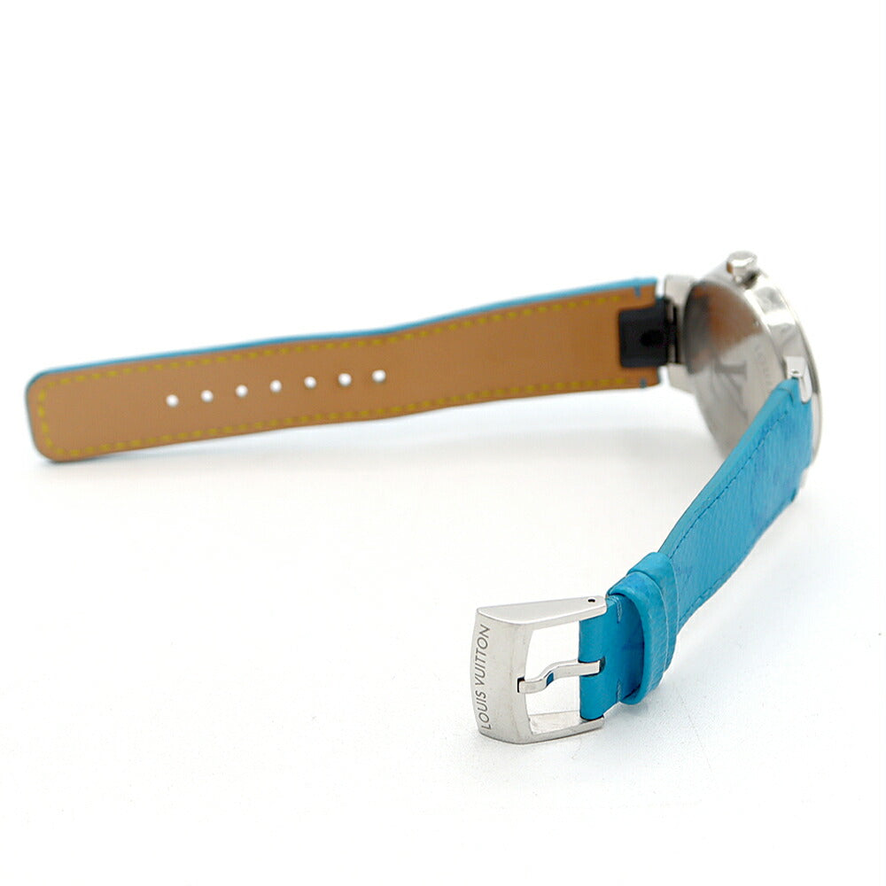 電池交換済 LOUIS VUITTON ルイヴィトン マイ LV タンブール モノグラム QA120Z デイト 50m防水 白 ホワイト SS ステンレス 純正ベルト 純正尾錠 メンズ クォーツ【6ヶ月保証】【腕時計】【中古】