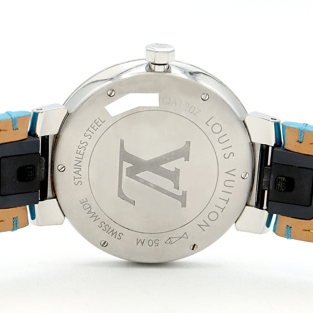 Battery replaced LOUIS VUITTON Tambour Slim Monogram QA120Z Date 50m Water Resistant Silver SS Stainless Steel Genuine Belt Genuine Buckle Men's Quartz [6 Month Warranty] [Watch] [Used]