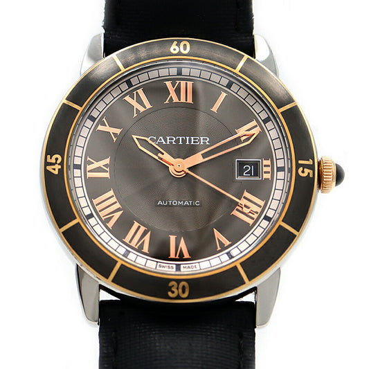 Internally inspected Cartier Ronde Croisière de Cartier W2RN0005 Date 100m Water Resistant Gray PG Pink Gold SS Stainless Steel Genuine Belt Genuine D Buckle Men's Automatic Winding [6 Month Warranty] [Watch] [Used]