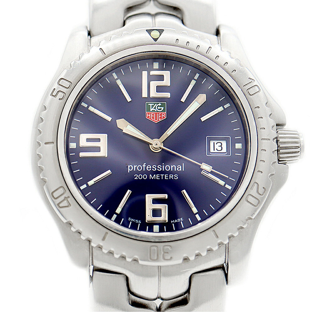 電池交換済 TAG Heuer タグホイヤー プロフェッショナル WT1111 デイト 200m防水 青 ブルー SS ステンレス メンズ クォーツ【6ヶ月保証】【腕時計】【中古】