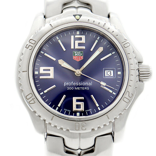 電池交換済 TAG Heuer タグホイヤー プロフェッショナル WT1111 デイト 200m防水 青 ブルー SS ステンレス メンズ クォーツ【6ヶ月保証】【腕時計】【中古】