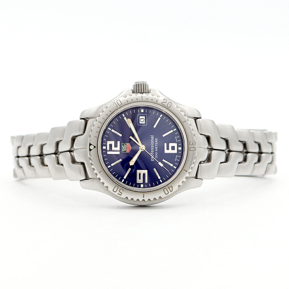 電池交換済 TAG Heuer タグホイヤー プロフェッショナル WT1111 デイト 200m防水 青 ブルー SS ステンレス メンズ クォーツ【6ヶ月保証】【腕時計】【中古】