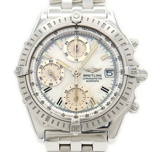 Internally inspected BREITLING Chronomat Chronograph A13352 100m Water Resistant Date White White Shell SS Stainless Steel Men's Automatic Winding [6 Month Warranty] [Watch] [Used]