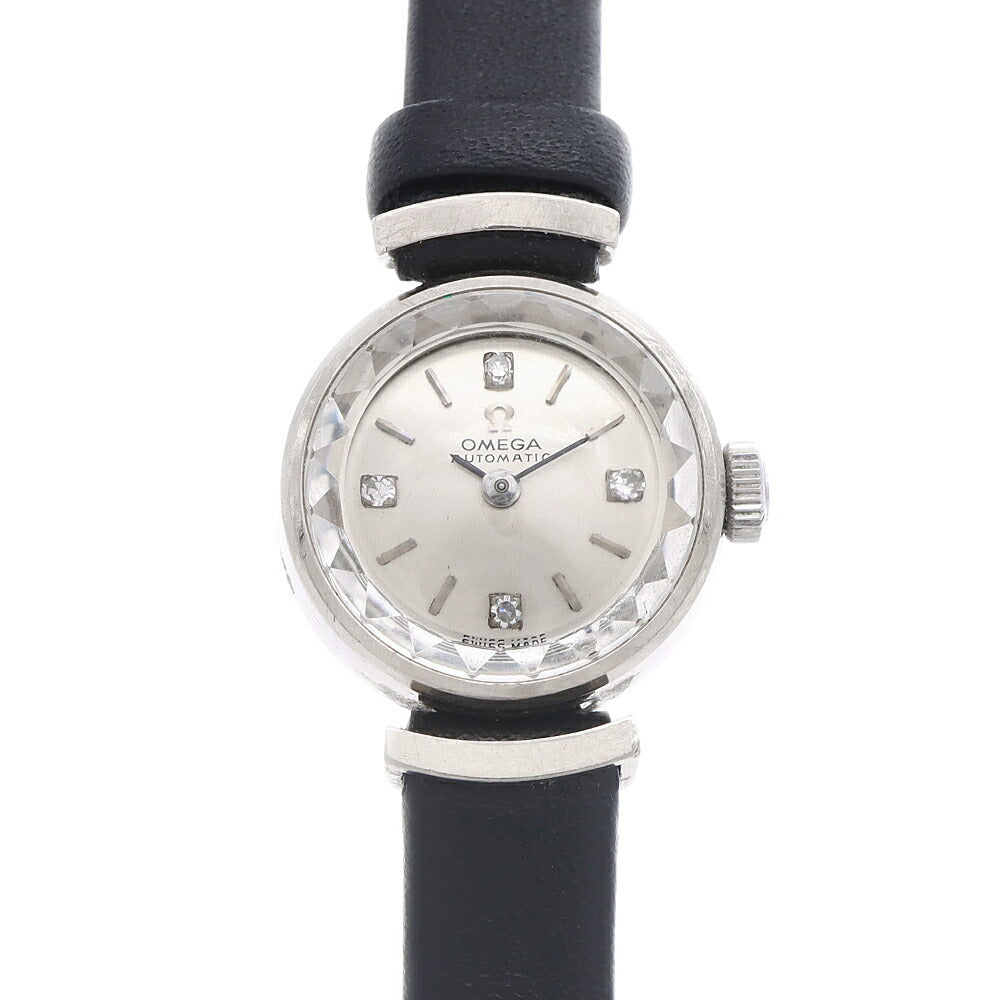 OMEGA オメガ カットガラス BF561-6011 4626106 ダイヤモンド 4Pダイヤ Cal.661 24石 シルバー K14WG ホワイトゴールド 純正尾錠 レディース 自動巻き アンティーク ヴィンテージ【腕時計】【中古】