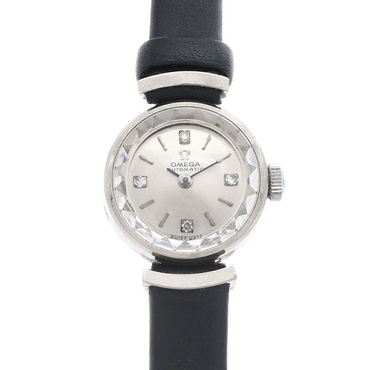 OMEGA オメガ カットガラス BF561-6011 4626106 ダイヤモンド 4Pダイヤ Cal.661 24石 シルバー K14WG ホワイトゴールド 純正尾錠 レディース 自動巻き アンティーク ヴィンテージ【腕時計】【中古】