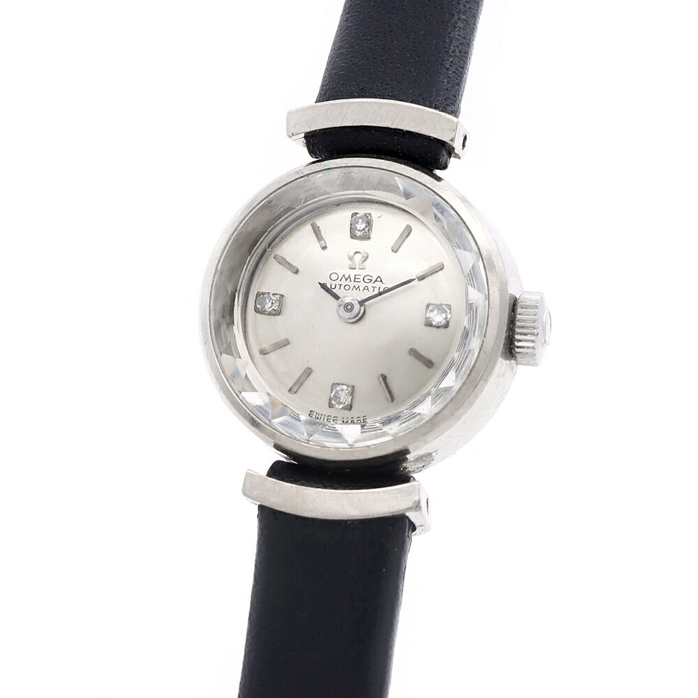OMEGA オメガ カットガラス BF561-6011 4626106 ダイヤモンド 4Pダイヤ Cal.661 24石 シルバー K14WG ホワイトゴールド 純正尾錠 レディース 自動巻き アンティーク ヴィンテージ【腕時計】【中古】