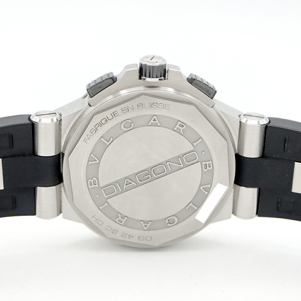 BVLGARI ブルガリ ディアゴノ セラミック クロノグラフ DG42SCCH デイト 100m防水 シルバー CE セラミック SS ステンレス 純正ベルト 純正尾錠 メンズ 自動巻き【6ヶ月保証】【腕時計】【中古】
