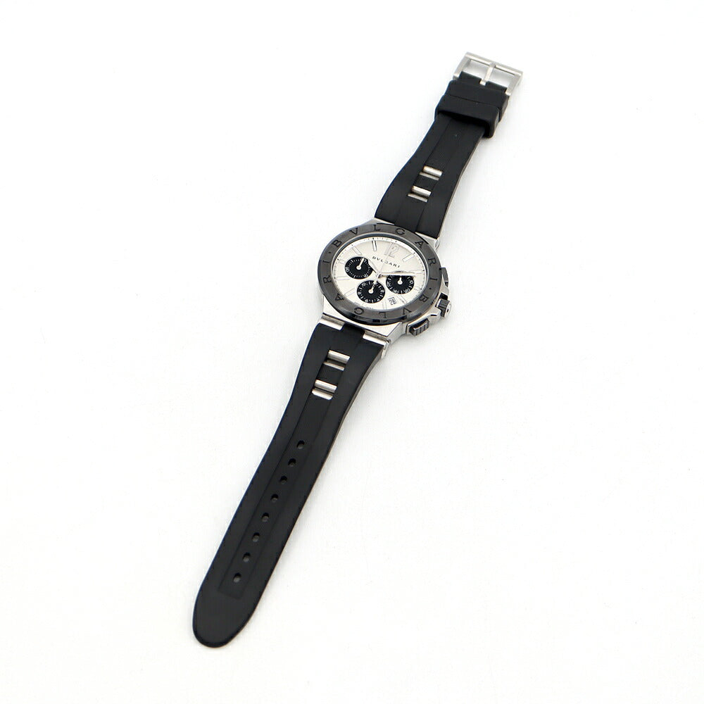 BVLGARI ブルガリ ディアゴノ セラミック クロノグラフ DG42SCCH デイト 100m防水 シルバー CE セラミック SS ステンレス 純正ベルト 純正尾錠 メンズ 自動巻き【6ヶ月保証】【腕時計】【中古】