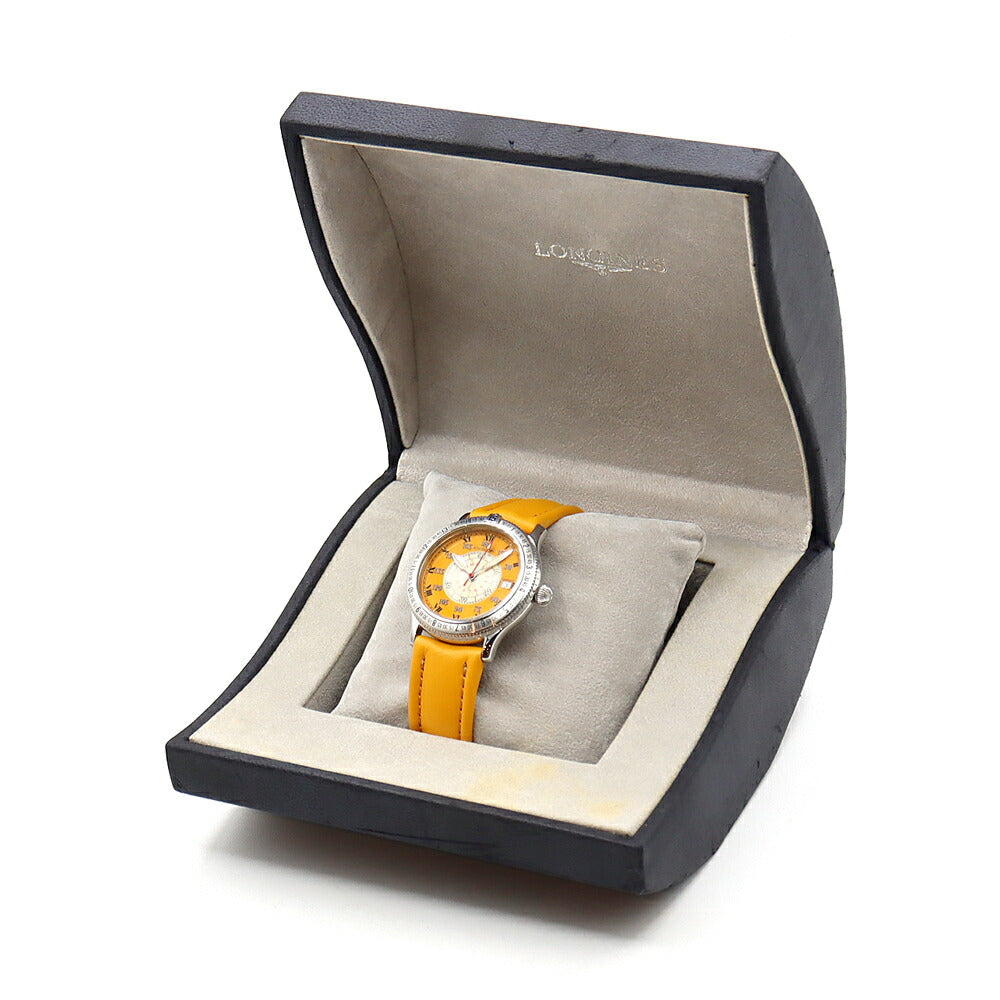 LONGINES Lindberg Hour Angle L2.617.4 Date Back Skelton Yellow SS Stainless Steel Genuine Belt Genuine Buckle Men's Automatic Winding [6 Month Warranty] [Watch] [Used]