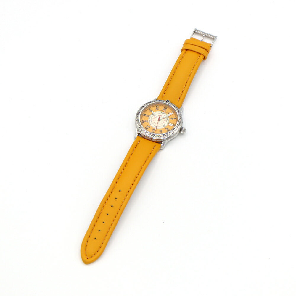 LONGINES Lindberg Hour Angle L2.617.4 Date Back Skelton Yellow SS Stainless Steel Genuine Belt Genuine Buckle Men's Automatic Winding [6 Month Warranty] [Watch] [Used]