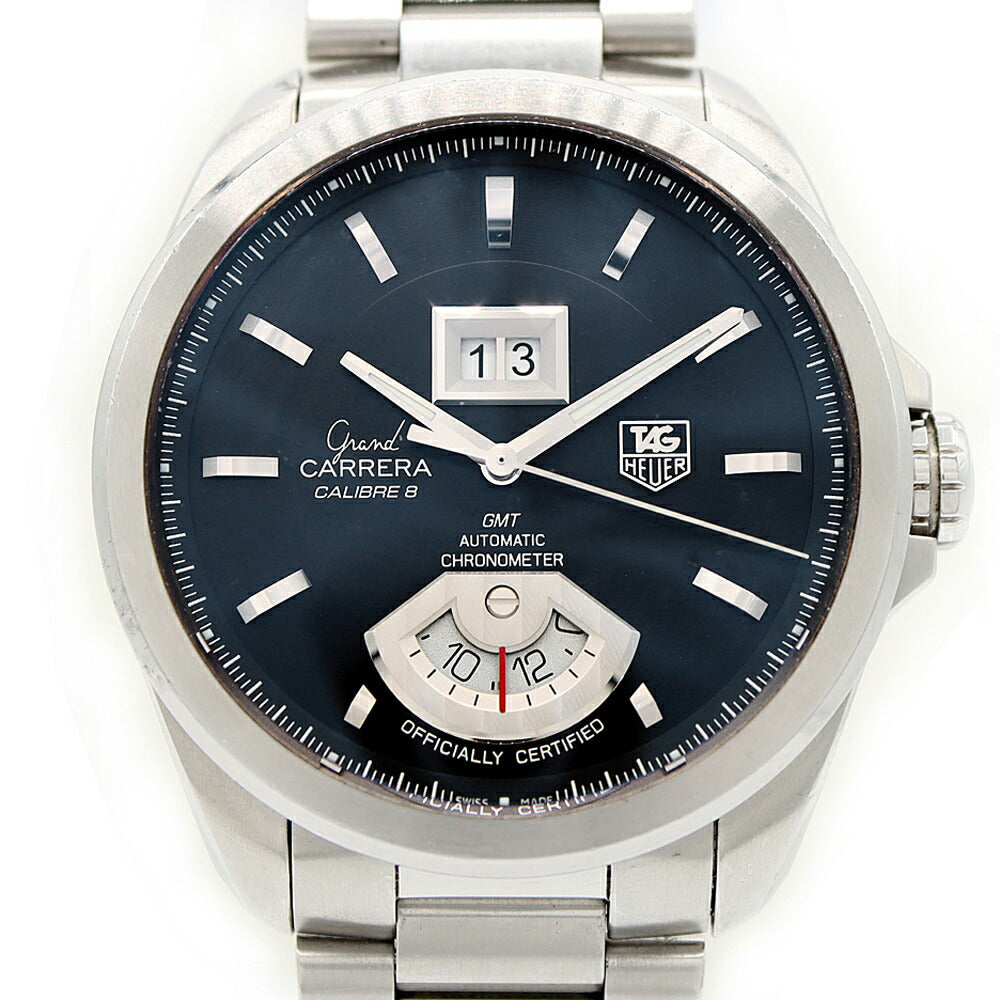 Internally inspected TAG Heuer Grand Carrera GMT Caliber 8 WAV5111 Big Date Back Skelton Black SS Stainless Steel Men's Automatic Winding [6 Month Warranty] [Watch] [Used]