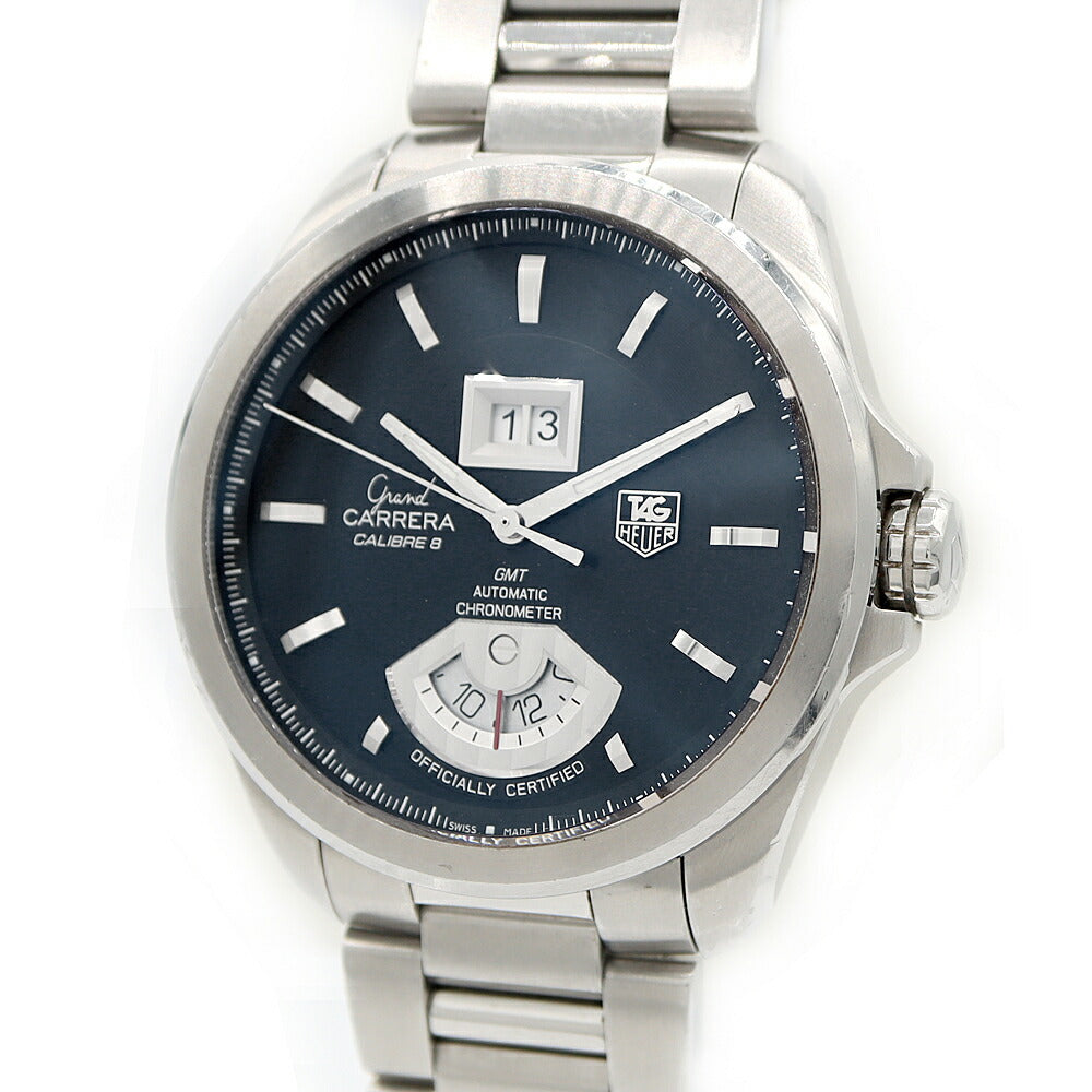 Internally inspected TAG Heuer Grand Carrera GMT Caliber 8 WAV5111 Big Date Back Skelton Black SS Stainless Steel Men's Automatic Winding [6 Month Warranty] [Watch] [Used]