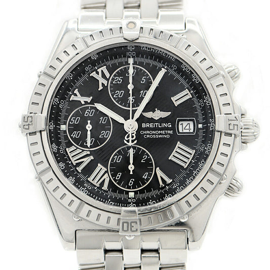 Internally inspected BREITLING Crosswind A13355 Chronograph Date 100m waterproof black SS stainless steel men's automatic winding [6 months warranty] [Watch] [Used]