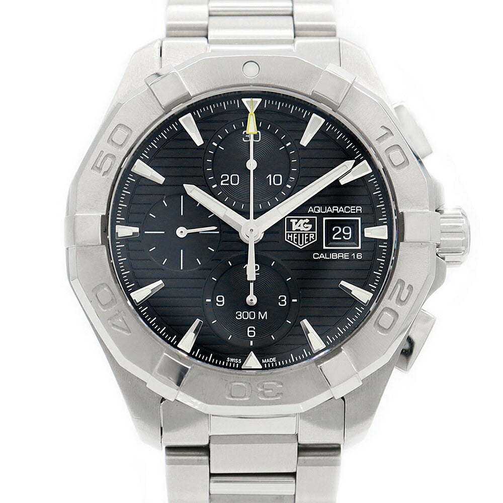 Internally inspected TAG Heuer Aquaracer Caliber 16 Chronograph CAY2110 Date 300m Water Resistant Black SS Stainless Steel Men's Automatic Winding [6 Month Warranty] [Watch] [Used]