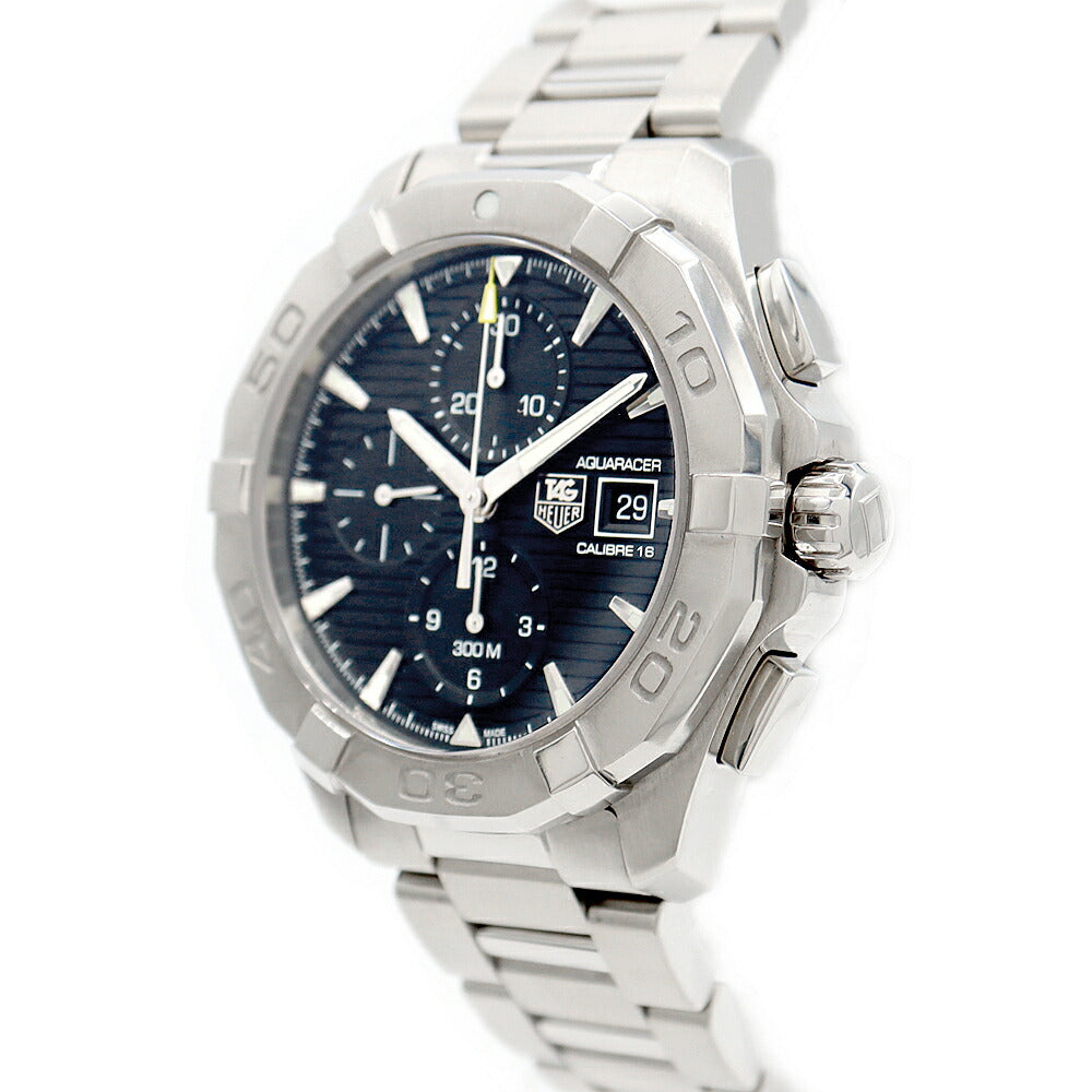 Internally inspected TAG Heuer Aquaracer Caliber 16 Chronograph CAY2110 Date 300m Water Resistant Black SS Stainless Steel Men's Automatic Winding [6 Month Warranty] [Watch] [Used]