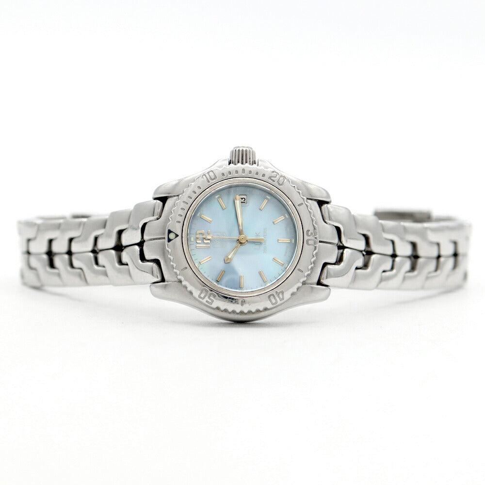 電池交換済 TAG Heuer タグホイヤー リンク WT141G 200m防水 デイト 青 ブルーシェル SS ステンレス レディース クォーツ【6ヶ月保証】【腕時計】【中古】
