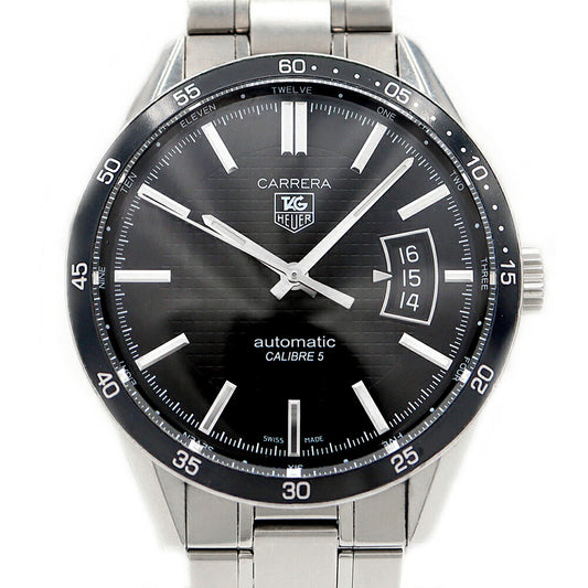 Internally inspected TAG Heuer Carrera Caliber 5 WV211M Date 100m waterproof back skid black SS stainless steel men's automatic winding [6 months warranty] [watch] [used]