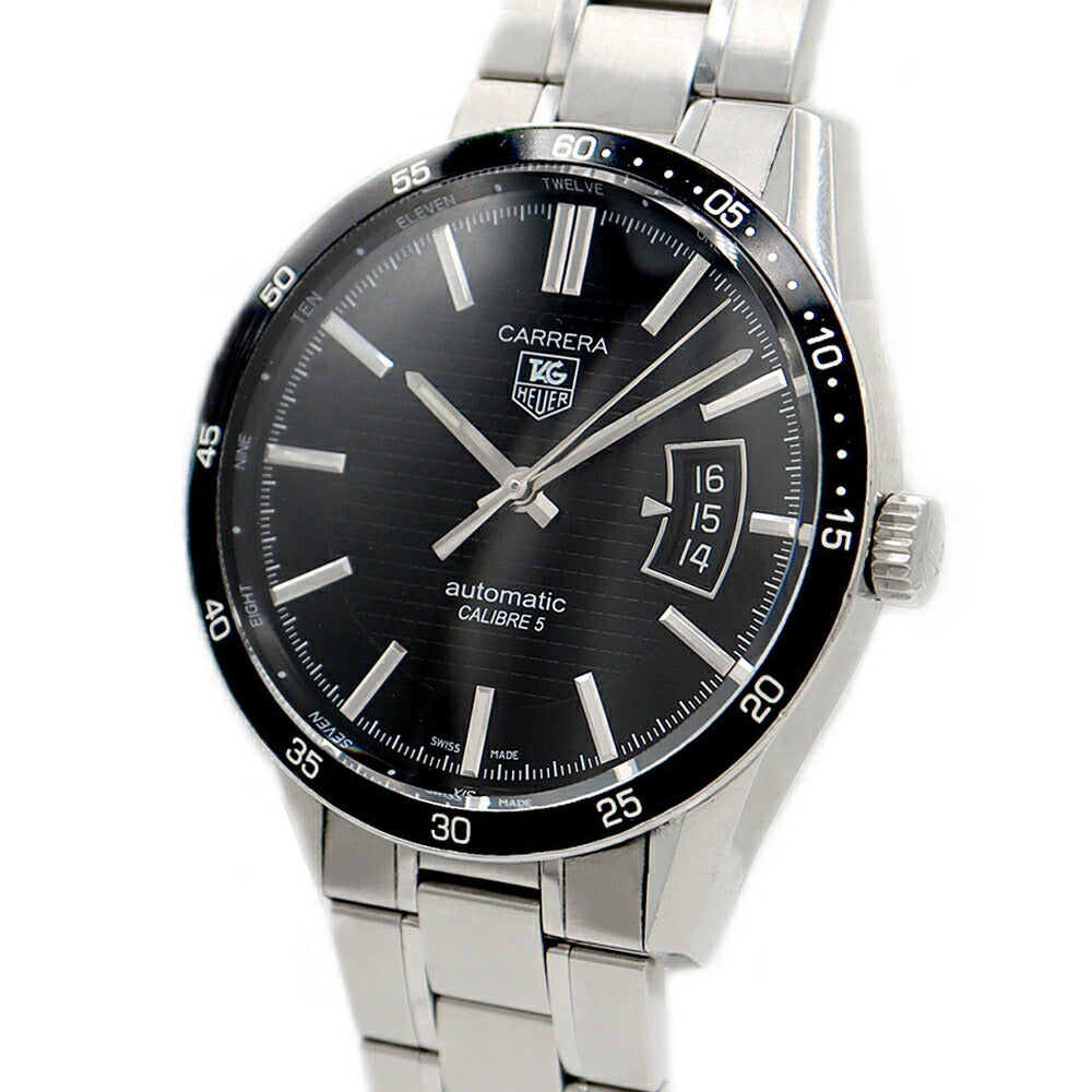 Internally inspected TAG Heuer Carrera Caliber 5 WV211M Date 100m waterproof back skid black SS stainless steel men's automatic winding [6 months warranty] [watch] [used]