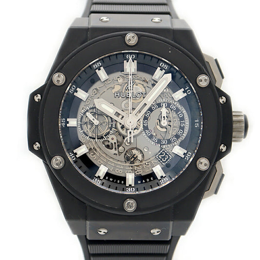 HUBLOT King Power Unico Black Magic Chronograph 701.CI.0170.RX Date Back Skeleton Black TI Titanium CE Ceramic Genuine Belt Genuine Buckle Men's Automatic Winding [6 Month Warranty] [Watch] [Used]