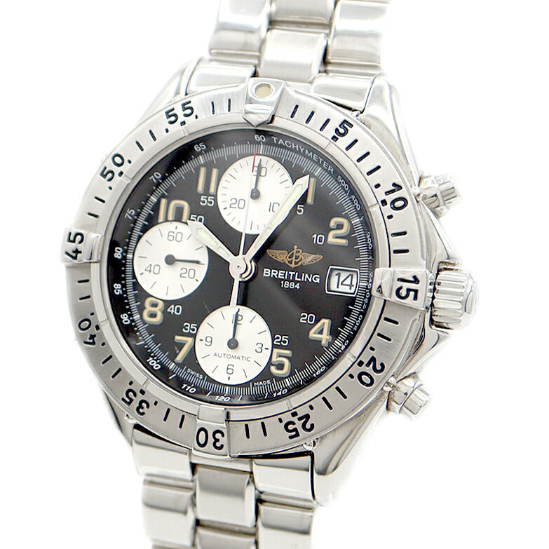 Internally inspected BREITLING Colt Chronograph A13035 Date 100m Water Resistant Black SS Stainless Steel Men's Automatic Winding [6 Month Warranty] [Watch] [Used]