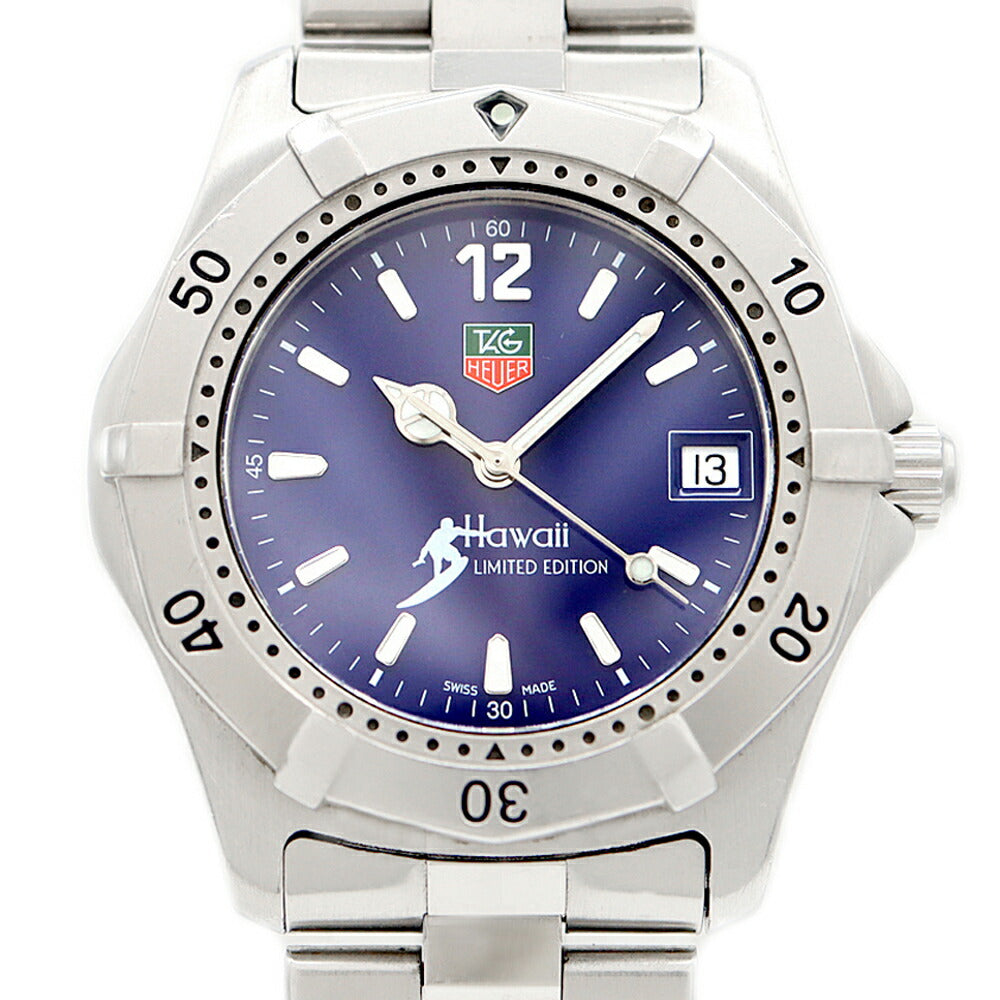 電池交換済 TAG Heuer タグホイヤー プロフェッショナル ハワイ600本限定 WK111F 200m防水 デイト 青 ブルー SS ステンレス メンズ クォーツ【6ヶ月保証】【腕時計】【中古】