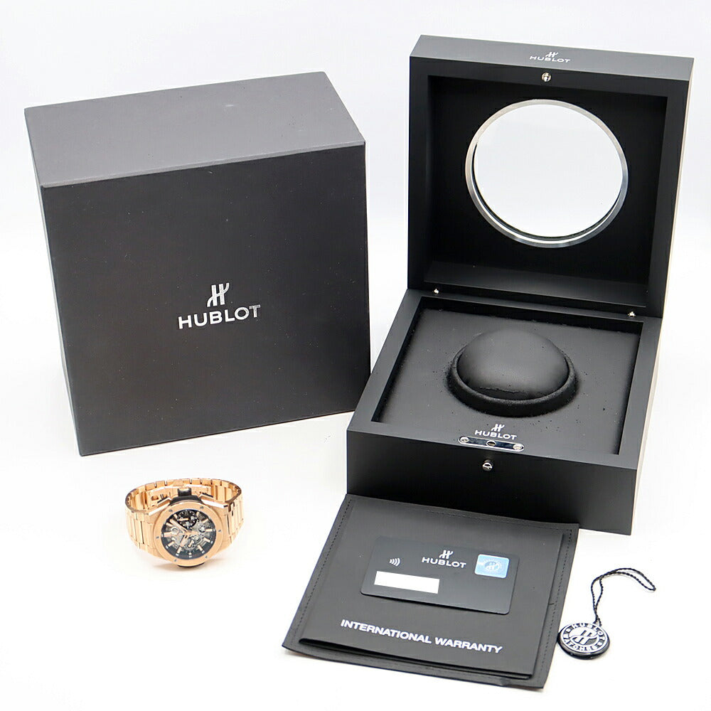Internally inspected HUBLOT Big Bang Integrated King Gold 451.OX.1180.OX Skeleton Back Sketch Gray K18PG Pink Gold Men's Automatic Winding Big Bang [6 Month Warranty] [Watch] [Used]