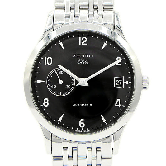 ZENITH Class Elite 01/02.1125.680 Date Small Second Black SS Stainless Steel Men's Automatic Winding [6 Month Warranty] [Watch] [Used]