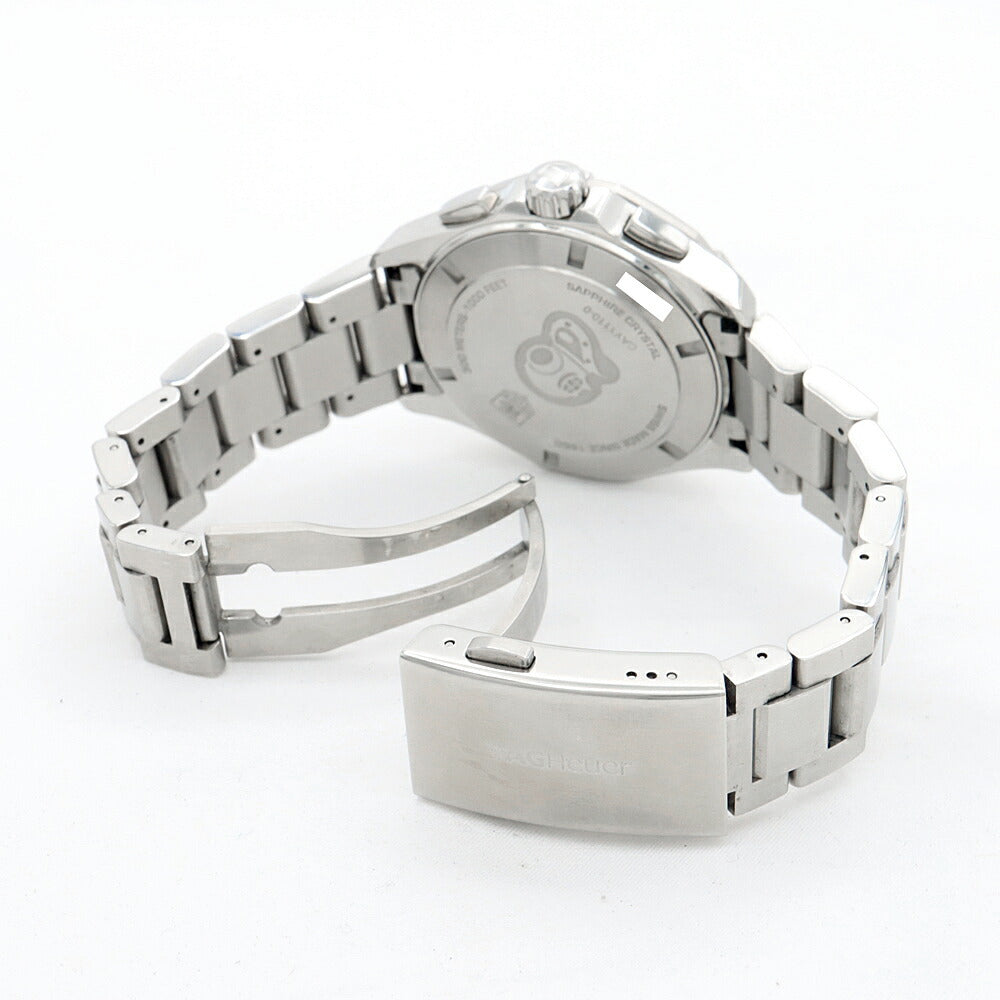 電池交換済 TAG Heuer タグホイヤー アクアレーサー クロノグラフ CAY1110 BA0927 デイト スモールセコンド 300m防水 黒 ブラック SS ステンレス メンズ クォーツ【6ヶ月保証】【腕時計】【中古】