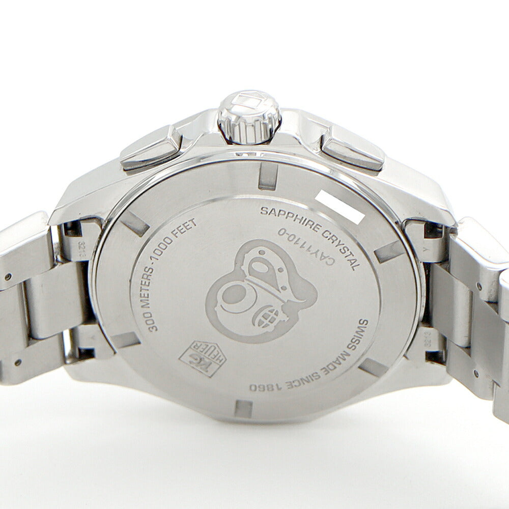 電池交換済 TAG Heuer タグホイヤー アクアレーサー クロノグラフ CAY1110 BA0927 デイト スモールセコンド 300m防水 黒 ブラック SS ステンレス メンズ クォーツ【6ヶ月保証】【腕時計】【中古】