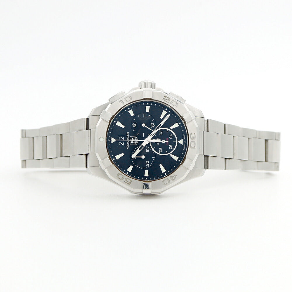 電池交換済 TAG Heuer タグホイヤー アクアレーサー クロノグラフ CAY1110 BA0927 デイト スモールセコンド 300m防水 黒 ブラック SS ステンレス メンズ クォーツ【6ヶ月保証】【腕時計】【中古】