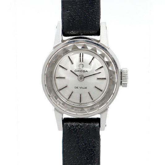 OMEGA DeVille cut glass 511.168 Cal.484 17 stones silver SS stainless steel genuine buckle ladies manual winding antique vintage DeVille [watch] [used]