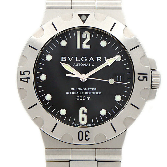 BVLGARI Bvlgari Diagono Scuba SD38S Date 200m Water Resistant Black SS Stainless Steel Men's Automatic Winding [6 Month Warranty] [Watch] [Used]